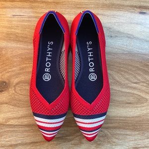 Rothy’s rare cherry red toe stripe points